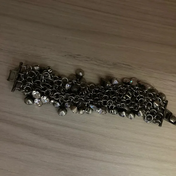 J. Crew Brushed Silver Rhinestone Bracelet - Picture 6 of 6